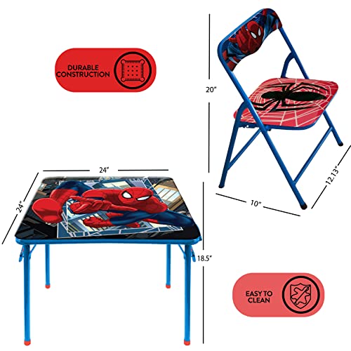 Idea Nuova Marvel Spiderman 3 Piece Children's Activity Square Table and Chair Set