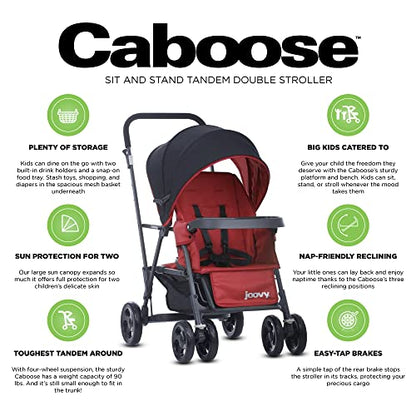 Joovy Caboose Sit and Stand Double Stroller (Red)