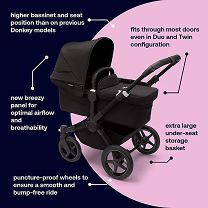 New Bugaboo Donkey 5 Mono Complete Stroller - Midnight Black/Misty White