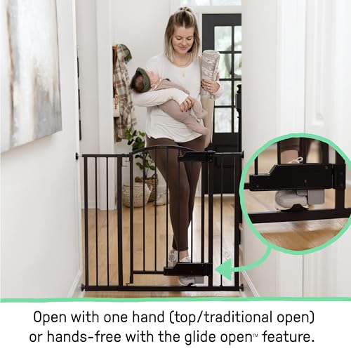 New Summer by Ingenuity Hands-Free Foot Open Thruway 52W Series Pet & Baby Gate, 29"-52" Wide, 28" Tall, Espresso