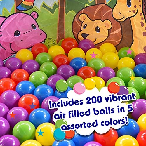 Sunny Days Entertainment 200 Ball Pit Balls for Kids – Plastic Ball Refill Pack for Kids | Phthalate and BPA Free Non-Toxic Plastic Ball Pack | Reusable Storage Bag with Zipper