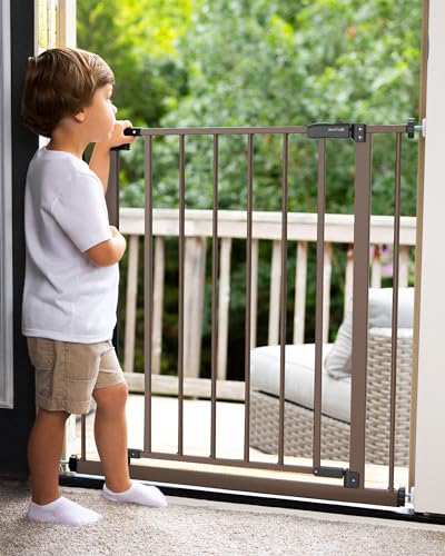 InnoTruth 28.9-42.1" Wide 30" Tall Baby Gate Safety Gate (Brown)