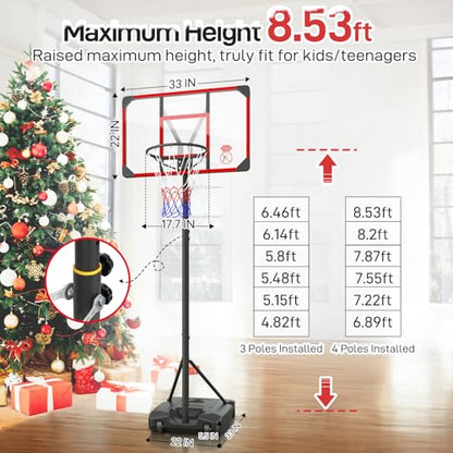 New Kids Basketball Hoop Outdoor (4.82-8.53ft Adjustable)