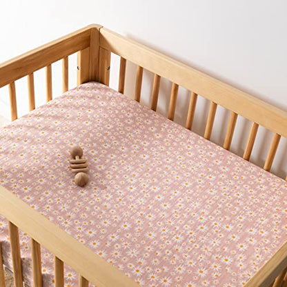 New Babyletto 100% Organic Cotton All-Stages Midi Crib Sheet (Daisy)