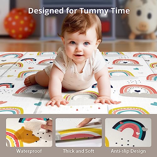 NOONKTY Foldable Baby Play Mat for Floor, 79x71