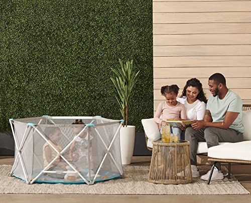 New Regalo Portable Play Yard (White/Gray/Teal)