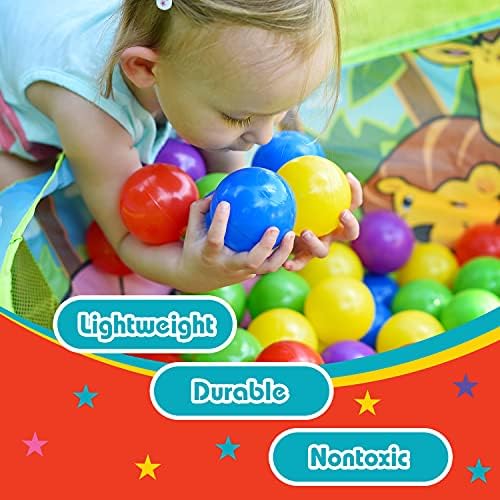 Sunny Days Entertainment 200 Ball Pit Balls for Kids – Plastic Ball Refill Pack for Kids | Phthalate and BPA Free Non-Toxic Plastic Ball Pack | Reusable Storage Bag with Zipper