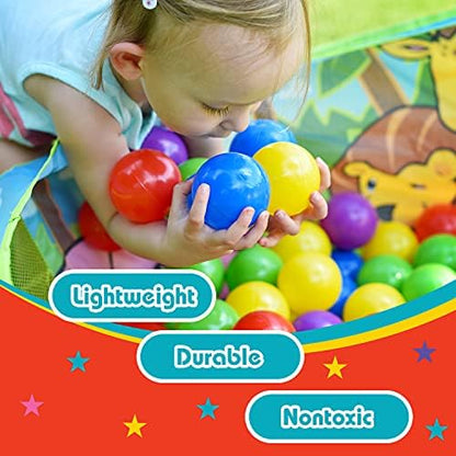 Sunny Days Entertainment 200 Ball Pit Balls for Kids – Plastic Ball Refill Pack for Kids | Phthalate and BPA Free Non-Toxic Plastic Ball Pack | Reusable Storage Bag with Zipper