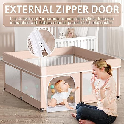 New Omzer Baby Playpen with Mat 50x50inch (Beige)