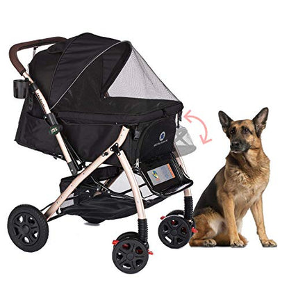 HPZ-PR America HPZ Pet Rover Premium Heavy Duty DogCat Stroller (Black 2nd-Gen / X-Large)