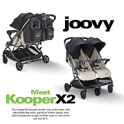 Joovy Kooper X2 Double Stroller Lightweight Travel Stroller (Sand)