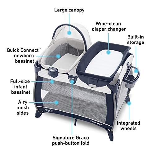 New Graco Pack 'n Play Quick Connect Portable Bassinet Playard (Alex)