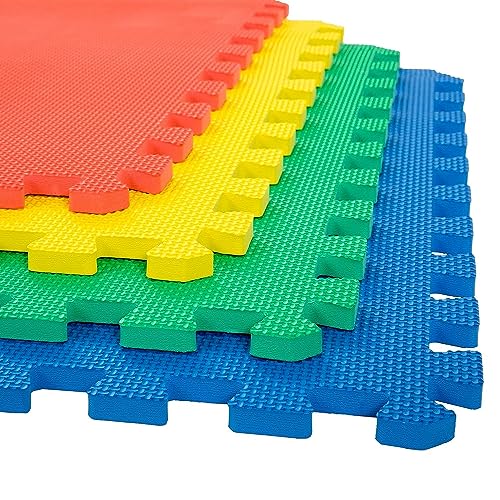 New 4-Pack of Interlocking EVA Foam Floor Tiles with Border Pieces (Multi-colored)