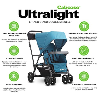 Joovy Caboose Ultralight Sit and Stand Double Stroller (Turq)