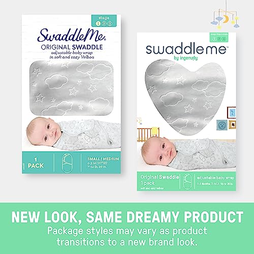 New SwaddleMe by Ingenuity Original Swaddle, 3-Pack, Superstar (Blue/Gray/White)