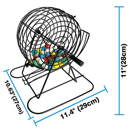 New Yuanhe Jumbo Bingo Game Set - 11 Inch Tall Metal Cage with Calling Board