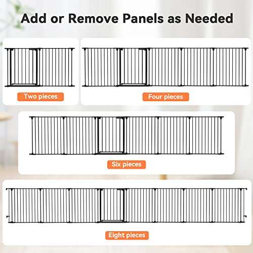 New COMOMY 198" Baby Gate Extra Wide, Hardware Mounted (30" Tall, Black)