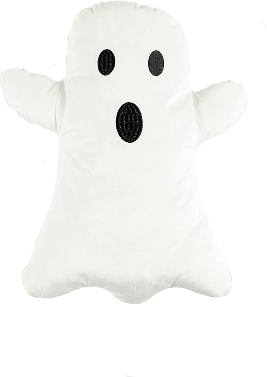 New Lush Decor Ghost Shape Decorative Throw Pillow, 18" W x 16" L (White & Black)