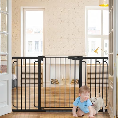 New Cumbor 29.7-57" Extra Wide Baby Gate for Stairs (Black)