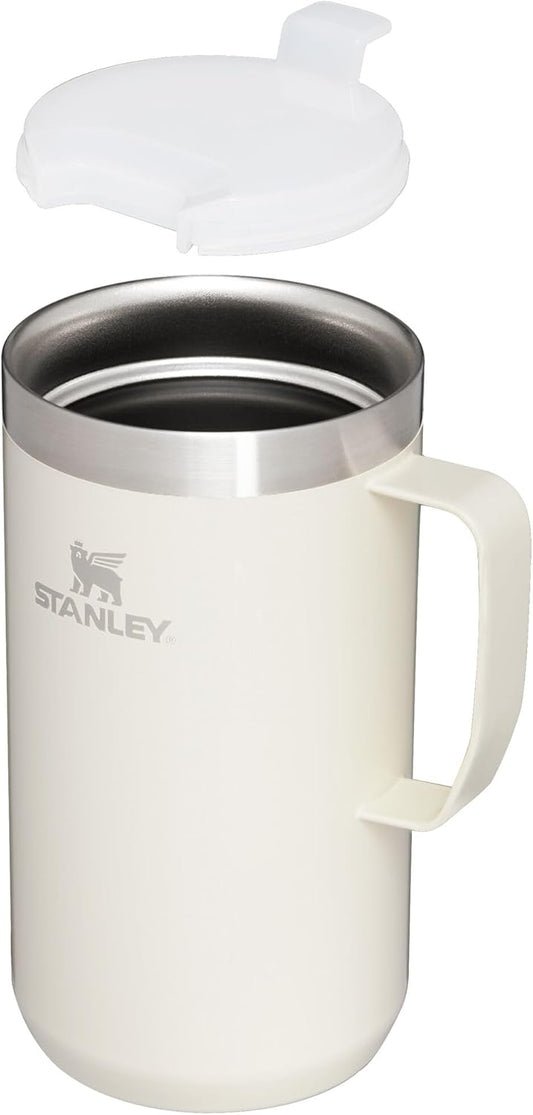New Stanley Stay Hot Camp Mug 24 Ounce Insulated Coffee Mug (Cream Gloss)