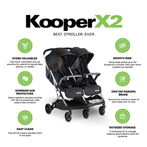 Joovy Kooper X2 Double Stroller Lightweight Travel Stroller (Black)