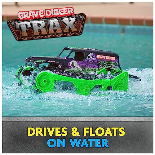 New Monster Jam Official Grave Digger Trax All-Terrain Remote Control Outdoor Vehicle, 1:15 Scale