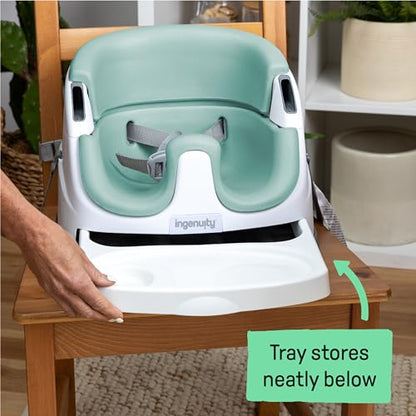 New Ingenuity Baby Base 2-in-1 Booster Feeding and Floor Seat with Self-Storing Tray (Mist)