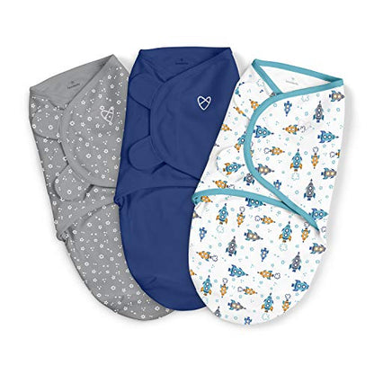 New SwaddleMe by Ingenuity Original Swaddle, 3-Pack, Superstar (Blue/Gray/White)