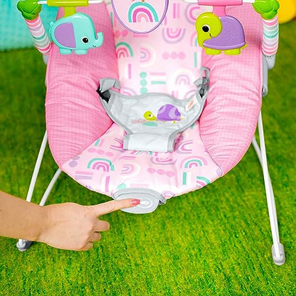 New Bright Starts Pink Paradise Portable Baby Bouncer