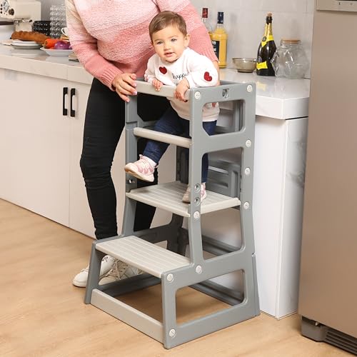 SDADI Adjustable Height Plastic Kitchen Step Stool