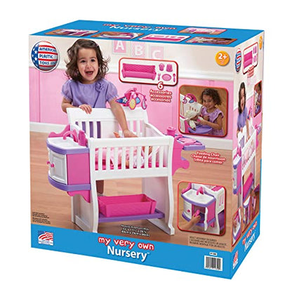 American Plastic Toys Kids' Nursery Baby Doll Playset Furniture (Pink)