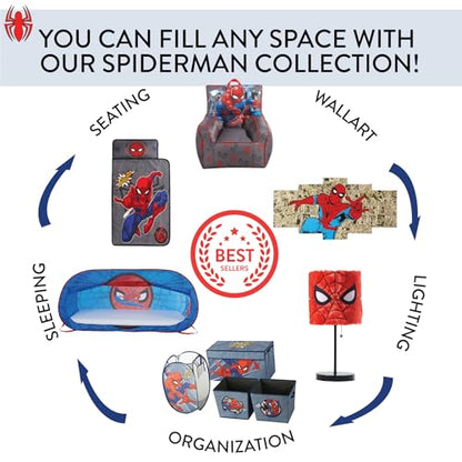 Idea Nuova Marvel Spiderman 3 Piece Children's Activity Square Table and Chair Set