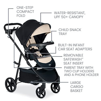 New Britax Willow Brook S+ Baby Travel System, Infant Car Seat and Stroller (Sand Onyx)