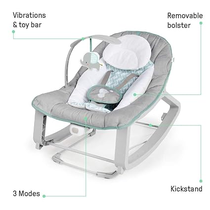 New Ingenuity Keep Cozy 3-in-1 Grow with Me Vibrating Baby Bouncer (Weaver)