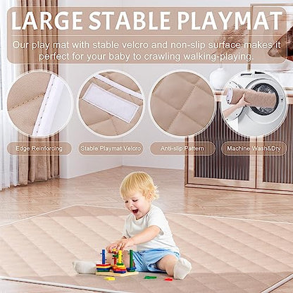 New Omzer Baby Playpen with Mat 50x50inch (Beige)