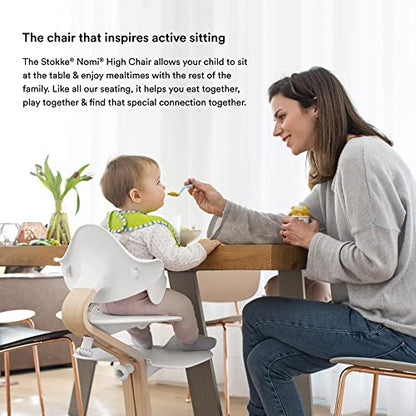 New Stokke Nomi High Chair includes Baby Set with Removable Harness (Grey/Natural)