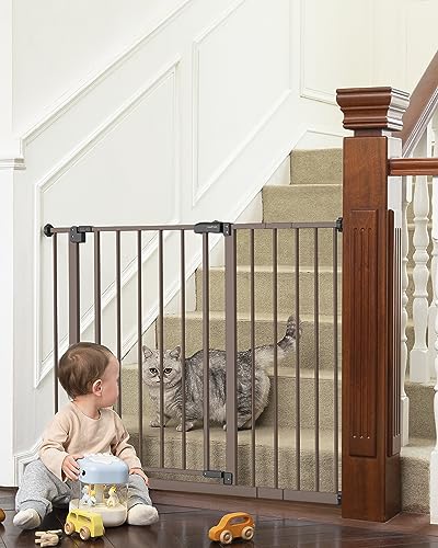 New InnoTruth 28.9-42.1" Wide 30" Tall Baby Gate Safety Gate (Brown)