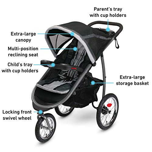 New Graco FastAction Fold Jogger Travel System Includes SnugRide 35 Infant Car Seat (Gotham)