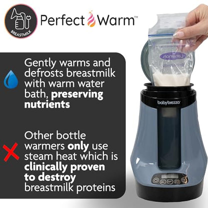 New Baby Brezza Safe & Smart Bottle Warmer-Wireless Bluetooth Control (Slate)