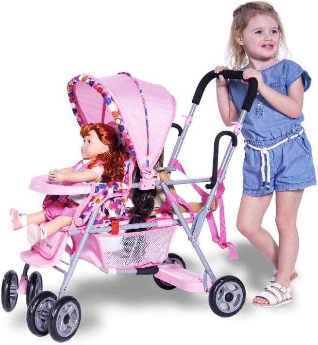 New Joovy Toy Caboose Baby Doll Stroller (Pink Dot)