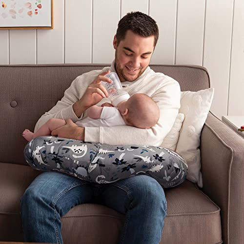 New Boppy Nursing Pillow Original Support (Gray Dinosaurs)