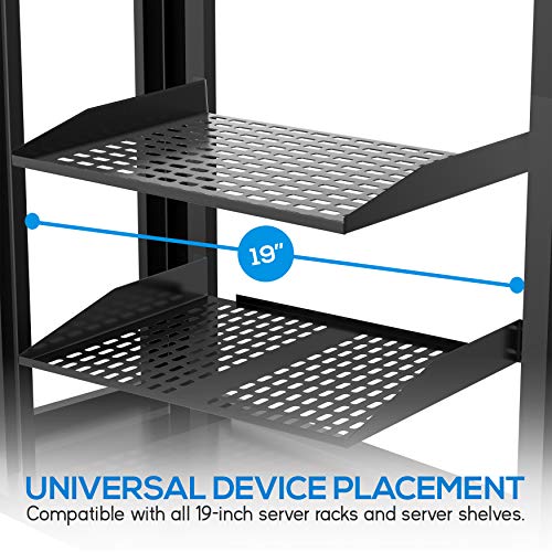 New Pyle 19-Inch 1U+2U Server Rack Shelves - Device Server Rack Mounting Tray (Black)