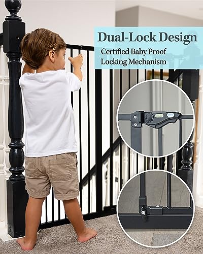 New InnoTruth 36" Tall Auto Close Safety Gate Crafted for Child Protection with 2.24" Slots (Black)