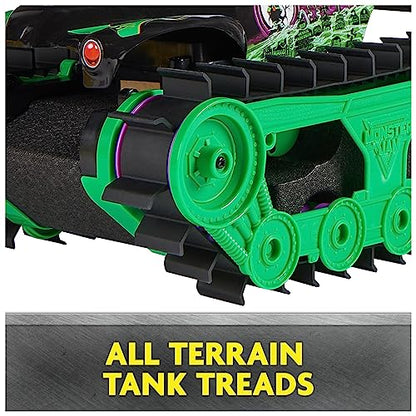 New Monster Jam Official Grave Digger Trax All-Terrain Remote Control Outdoor Vehicle, 1:15 Scale