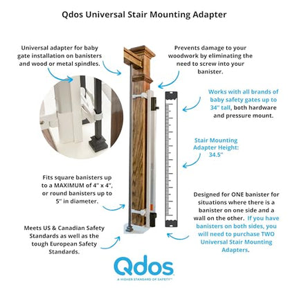 Qdos Safety Universal Stair Mounting Adapter for All Baby Gates (Slate)