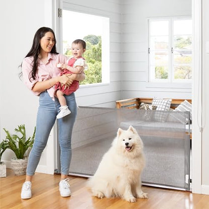 New Perma Retractable Baby Gate, Gray