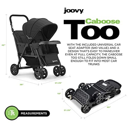 New Joovy Caboose Too Sit and Stand Double Stroller (Black Graphite)