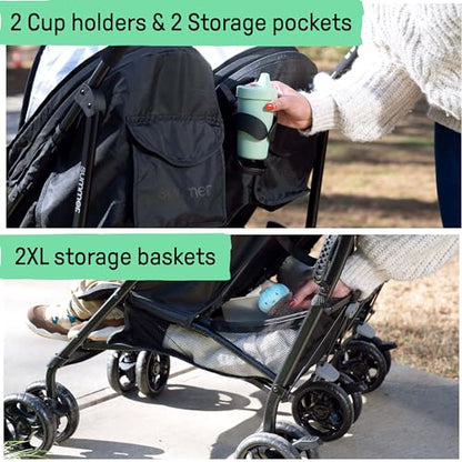 Summer Infant 3Dlite Folding Lightweight Side by Side Double Stroller (Black)