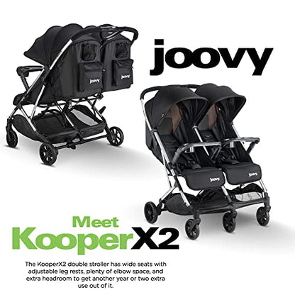 New Joovy Kooper X2 Double Stroller Lightweight Travel Stroller (Black)