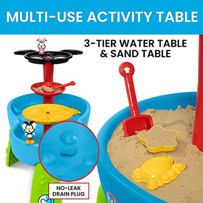 Disney Mickey Mouse Water Table by Delta Children 3-Tier Water Play Table with 11-Piece Toy Set Blue